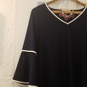 FAITH & JOY Classic Navy Bell Sleeve Top Small NWT Small